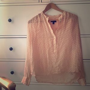 J. Crew Sheer Peach Popover with Clip Dot Detail